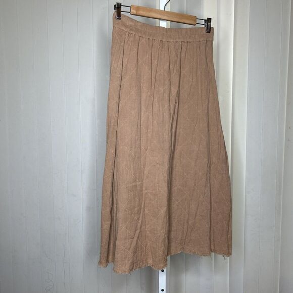Nude Gauze Midi Skirt A Line Button Down Quilted Size S - Picture 6 of 8